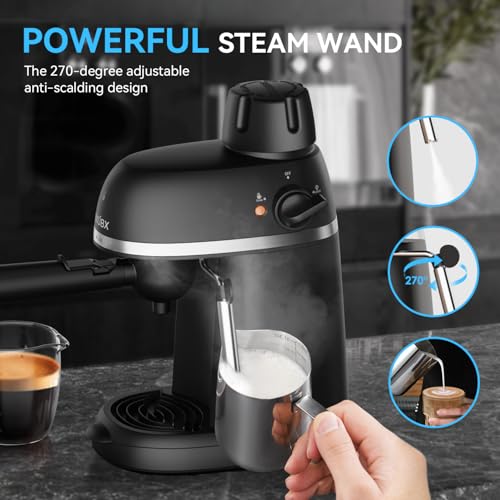 Coffee Machine 3.5 Bar Espresso & Cappuccino Maker with Steam Wand, Black W2412