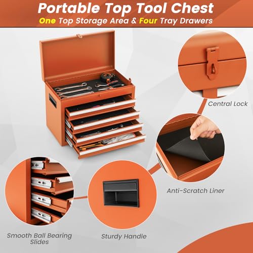 Goplus 5-Drawer Rolling Tool Chest with Lockable Wheels, Gray Z601390