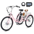 Viribus Electric Tricycle for Adults, Electric Trike 250W(Peak 500W) with 468Wh Removable Battery, Motorized Adult Tricycle, 3 Wheel Electric Bike for Seniors, E Trikes 330 lb. Rosy 24 in