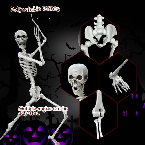 Wocst 5.4Ft Poseable Halloween Skeleton with Movable Joints G229