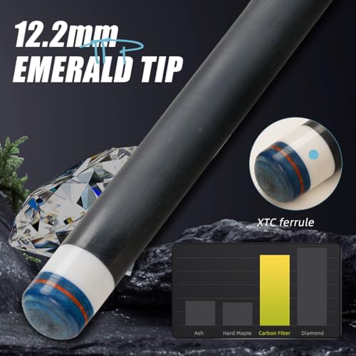 CRICAL Carbon Fiber Pool Cue Stick 58" with 12.5mm Tip J317692