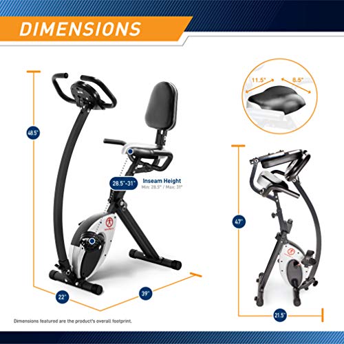 Marcy Foldable Upright Exercise Bike with Adjustable Resistance H1253