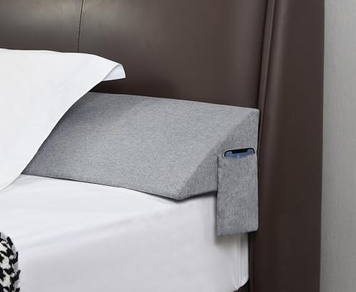 ENITYA Full Bed Wedge Pillow for Headboard Gap/Mattress Gap Filler/Headboard Pillow/Bed Gap Filler,Close Gap(0-6") Between Mattress and Headboard,Stop Loosing Your Pillows,Phone(Grey 54"x10"x6")