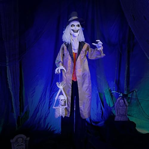 Haunted Hill Farm 5.25-ft Standing Gravekeeper Animatronic with Red LED Eyes and Sound Effects X9371