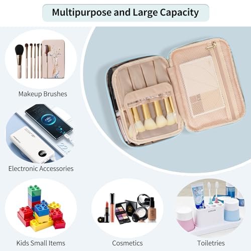 OCHEAL Makeup Bag with Divider and Brush Compartments, Green Nylon F358