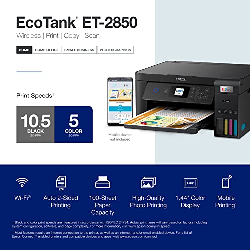 Epson EcoTank ET-2850 Wireless All-in-One Supertank Printer (Renewed) N67134