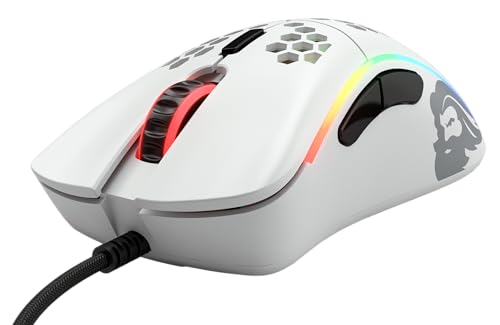 Glorious Model D Wired Gaming Mouse - 68g Honeycomb RGB Ergonomic, Matte White M160012