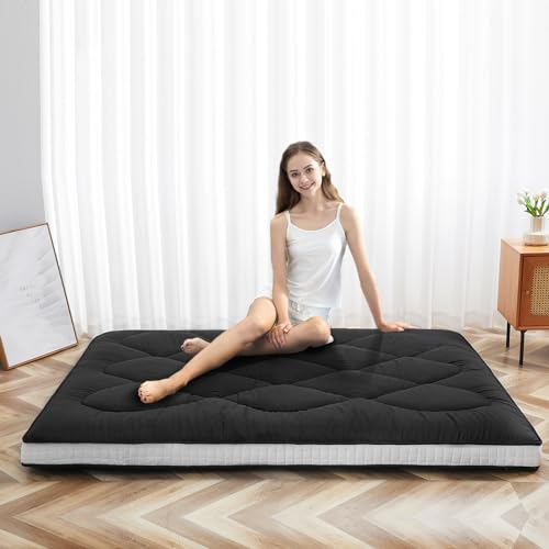 LILYPELLE 5" Thick Japanese Floor Mattress Futon Mattress, Foldable Mattress, Roll Up Mattress Sleeping Tatami Mat Floor Lounger Guest Bed, Easy to Store and Portable for Camping Couch, Full
