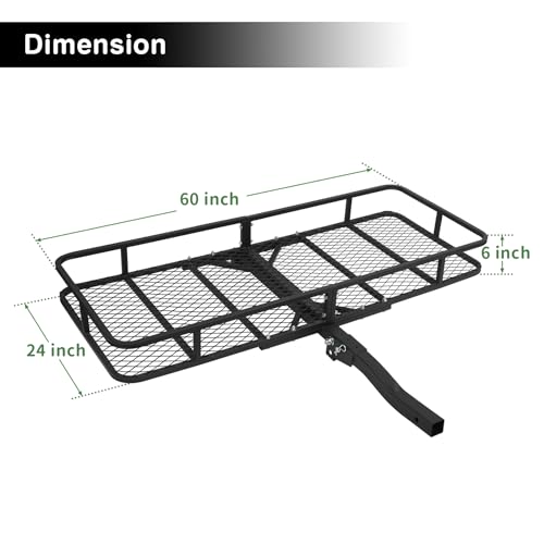 Leader Accessories Trailer Hitch Cargo Carrier Rack 60"x24"x6" Folding for 2" Receiver G3544