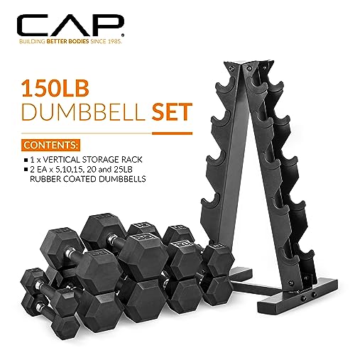 CAP Barbell Dumbbell Set with Rack 150lbs P25267