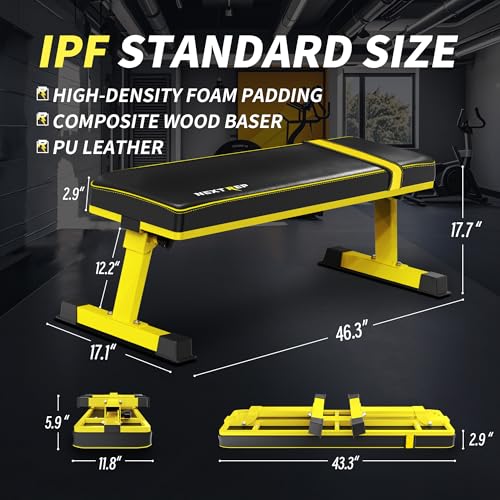 Foldable Flat Weight Bench 1300 LB Capacity for Home Gym Strength Training E201998