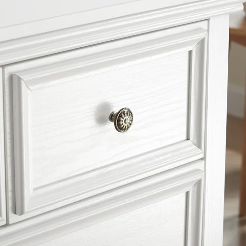 6 Drawer Dresser Chest with Metal Handles, White K1734