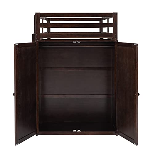 Harper & Bright Designs Full Loft Bed with Desk, Wardrobe, Solid Wood N868457