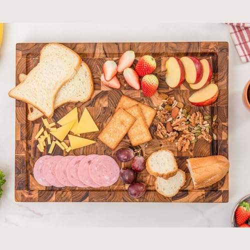 Teak Wood Cutting Board with Juice Groove, 16 x 12 x 1.5 inch A5040