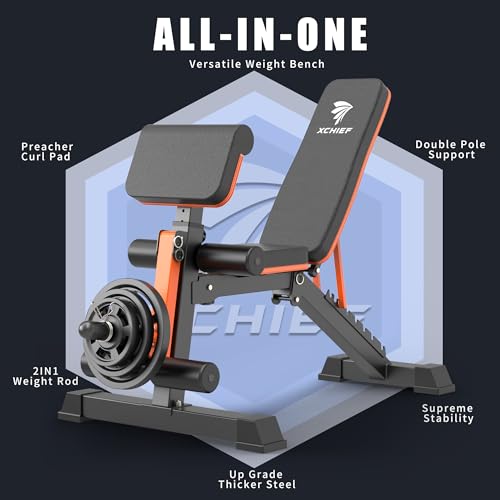 Adjustable Weight Bench 1000LBS Foldable Workout Bench with Leg Extension Z798
