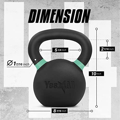 Yes4All Powder Coated Cast Iron Kettlebell Weight Set for Home Gym N15817