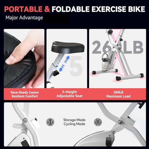 Foldable Exercise Bike with 16-Level Magnetic Resistance for Home T532