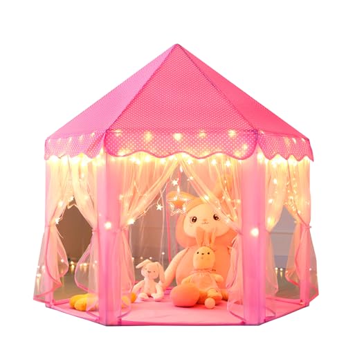Monobeach Princess Tent Girls Large Playhouse with Star Lights L847553