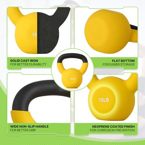 10/15/20LB Neoprene Coated Cast Iron Kettlebell for Strength Training W5749