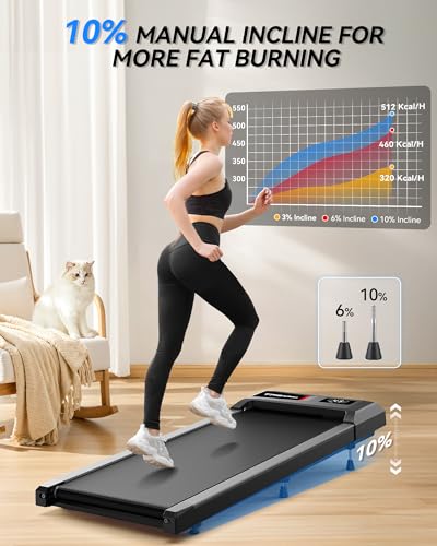 Walking Pad Treadmill with Incline, 300lb Capacity, Under Desk for Home Office J515