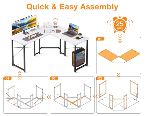 Casaottima L Shaped Gaming Desk Corner Desk for Home Office, 51 Inch, Black M173778