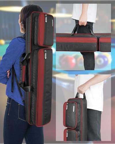 Pool Cue Case 4x5 with Pockets, Soft Padded Billiard Cue Bag A2212