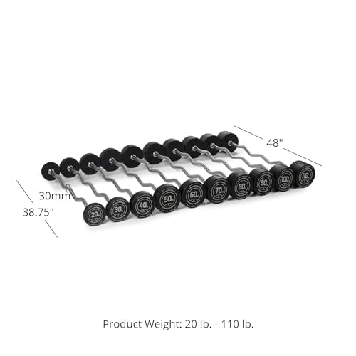 Titan Fitness Rubber Curl Fixed Barbells, Pre-Loaded Weight Bar Y406
