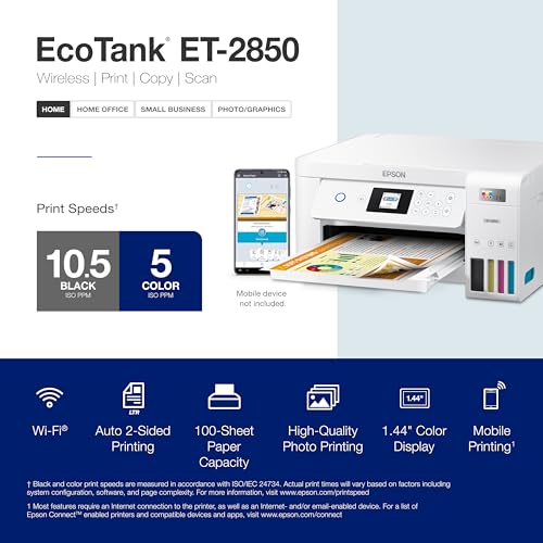 Epson EcoTank ET-2850 Wireless All-in-One Supertank Printer (Renewed) N67134