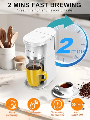 Slim Single Serve Coffee Maker for K-Cup & Ground Coffee, White S8539