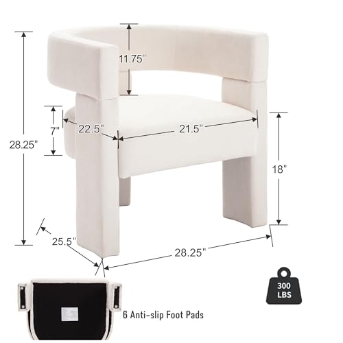Shunzhi Modern Barrel Accent Chair Linen Upholstered Beige R64554