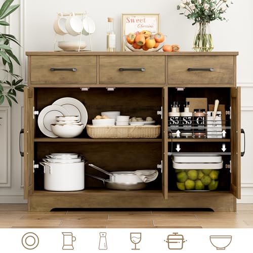 HOSTACK Modern Farmhouse Sideboard Buffet Cabinet with Barn Doors, White U8843