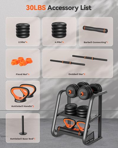 FEIERDUN Adjustable Dumbbells 5-in-1 Weight Set with Connector for Home Gym N6619