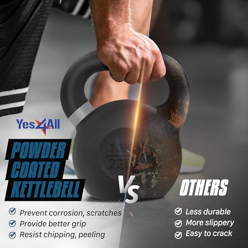 Yes4All Powder Coated Cast Iron Kettlebell Weight Set for Home Gym N15817