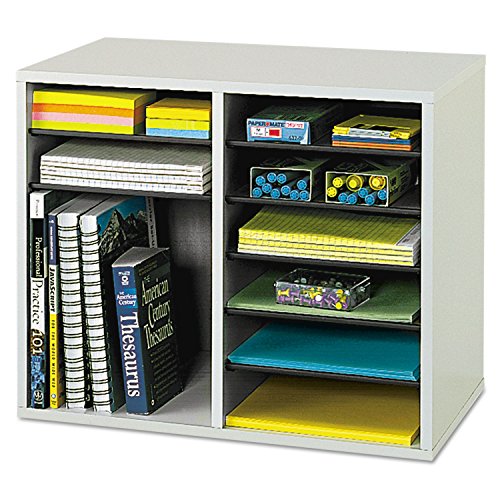 Safco Wooden Paper and Mail Organizer, Adjustable Shelves, Stackable B285