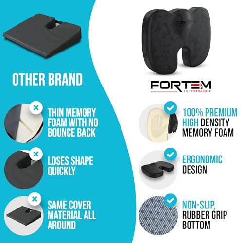 FORTEM Office Chair Cushion and Back Support, Memory Foam Lumbar Pillow, Non Slip, XL V440