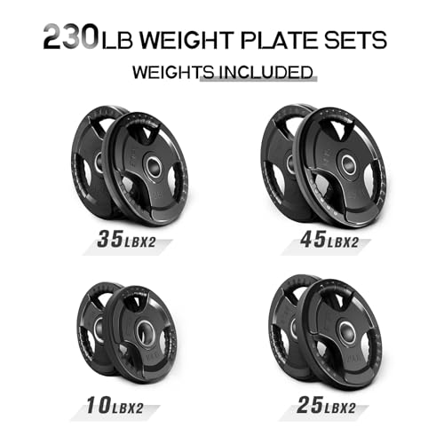 RitFit Olympic Rubber Grip Plates 2-Inch for Barbell Weightlifting Strength Training Z70542