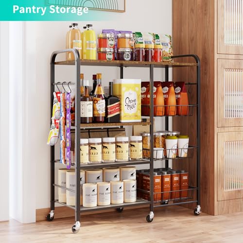 HapiRm Rolling Kitchen Microwave Cart with Pull-Out Baskets X64290