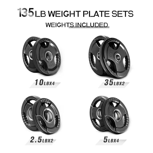 RitFit Olympic Rubber Grip Plates 2-Inch for Barbell Weightlifting Strength Training Z70542