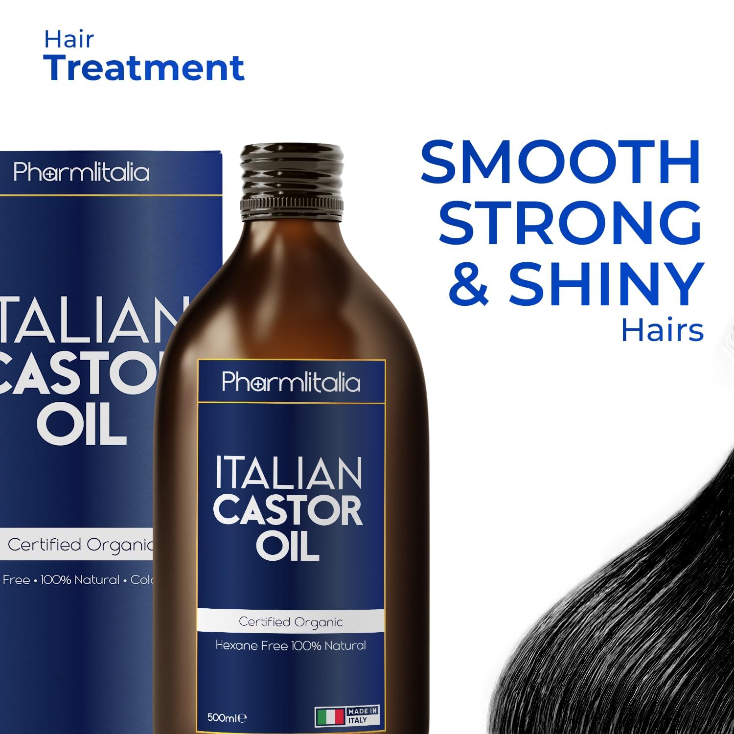 Organic Cold Pressed Castor Oil Hexane Free 500ml for Hair, Skin and Nails B7729