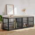 77.64''Dog Crate Furniture Large Breed TV Stand with Double Rooms,Wooden Dog Kennel Dog Crate End Table with Removable Divider for Large Medium Dogs, Can Use Separately