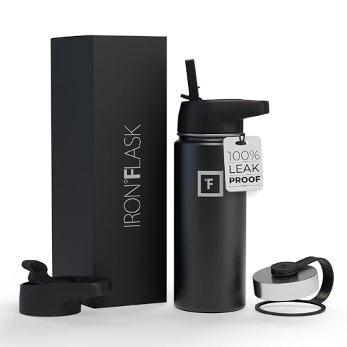 IRON °FLASK Stainless Steel Insulated Water Bottle with 3 Lids, 40 oz U19688