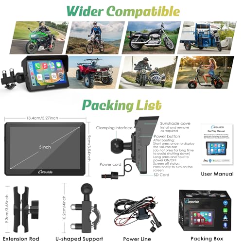 Carpuride W702 7 inch Waterproof Touchscreen GPS Navigator for Motorcycle F66615