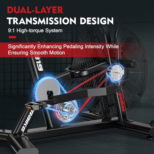 pooboo Exercise Bike, Stationary Bike for Home Gym with Bluetooth Fan N175