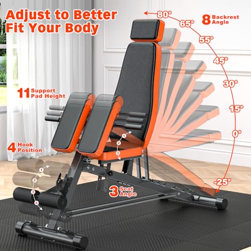 XDDIAS Roman Chair, Adjustable Weight Bench for Home Gym, 1000LBS All-in-One U56652