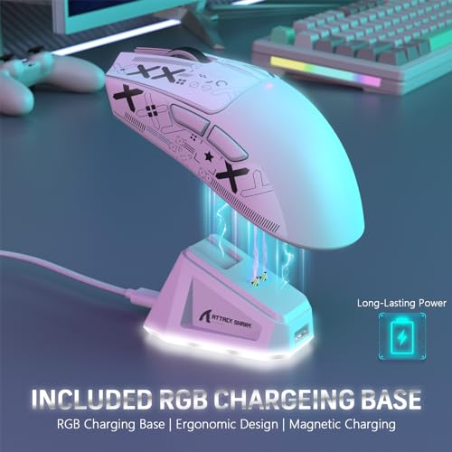 Attack Shark X11 59g Superlight Wireless Gaming Mouse with RGB Charging Dock, Black W869