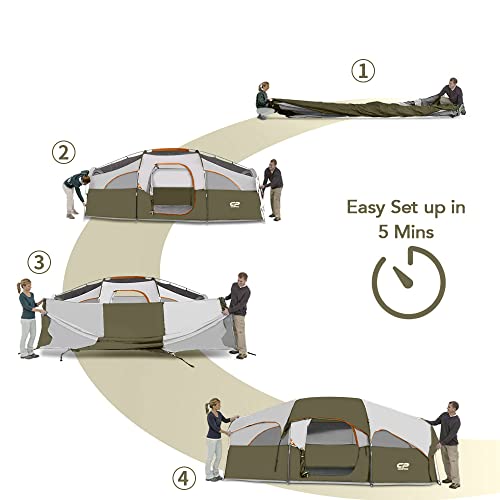 CAMPROS CP Tent 8 Person Weather Resistant Family Camping Tent with Carry Bag Z5924
