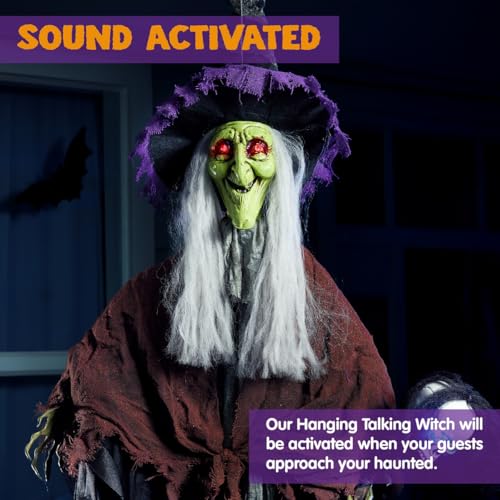 JOYIN 59" Halloween Hanging Witch Decor with Light Up Skull Wand X22425