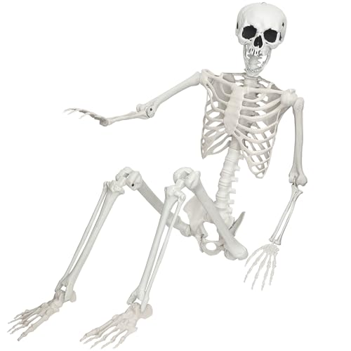 Halloween Skeleton Decoration 5.4ft Realistic Plastic with Movable Joints Gray U13918