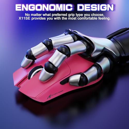 Attack Shark X11SE Wireless Gaming Mouse, Tri-Mode 22K DPI, 59g, Berry Red Y3775