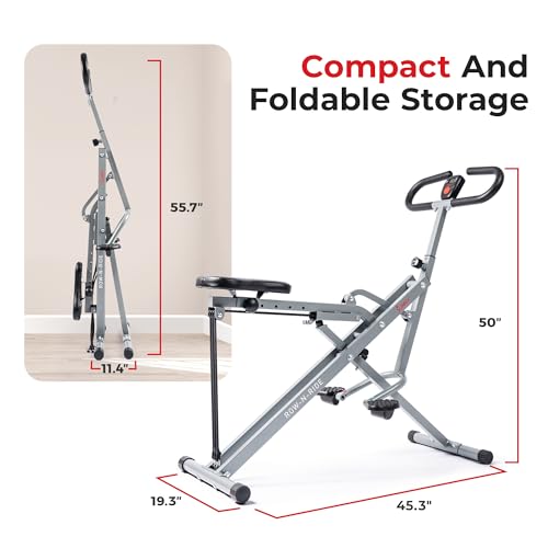 Sunny Health & Fitness Row-N-Ride Squat Assist Trainer, Foldable Home Exercise Machine G85090